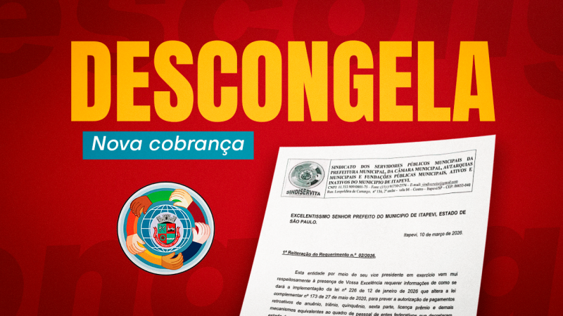Sindiservita cobra novamente posição da Prefeitura sobre a Lei nº 226/26 (descongelamento dos direitos dos Servidores)